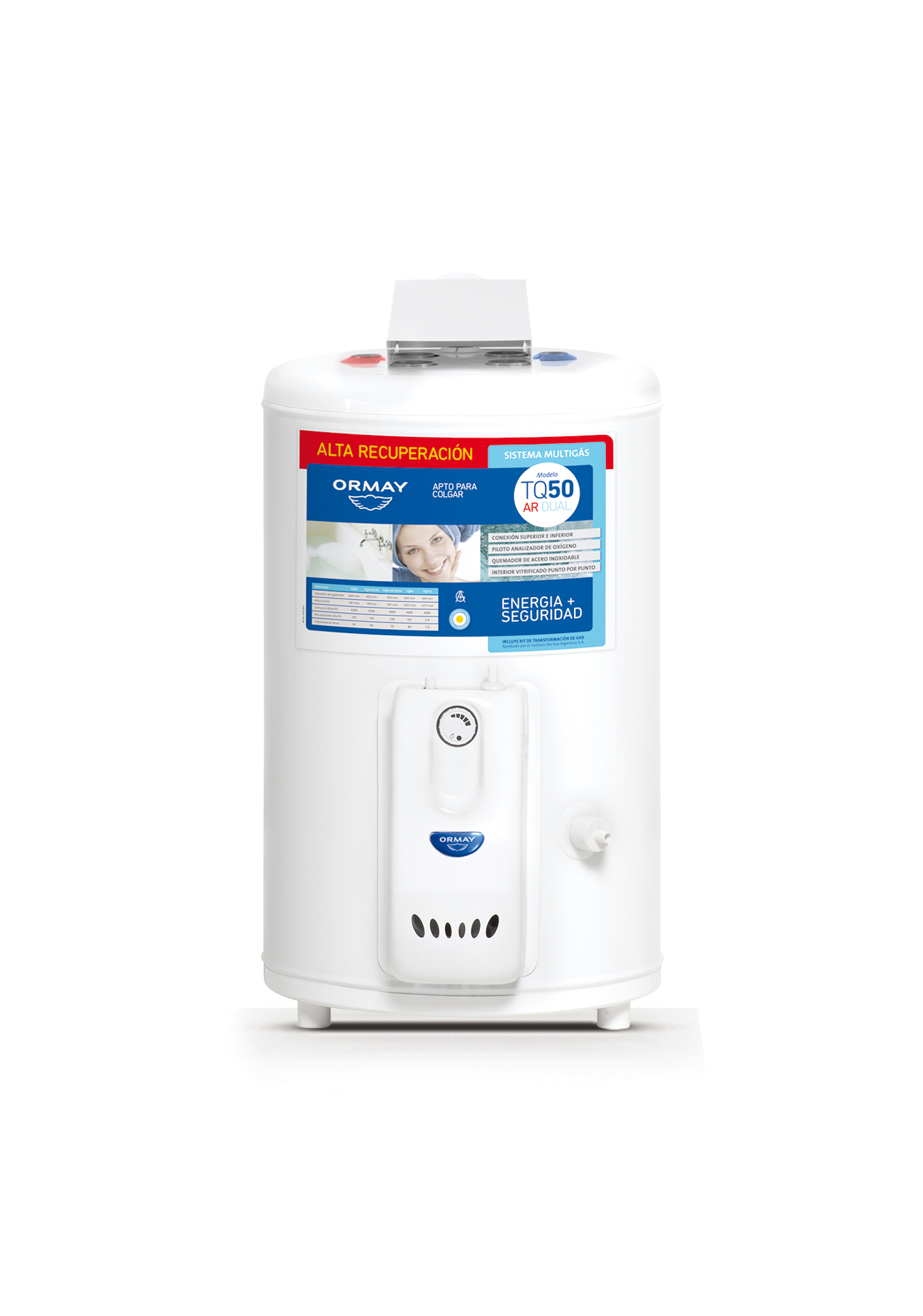 Termotanque Ormay TQ50AR Dual Gas 50 L Alta Recuperación