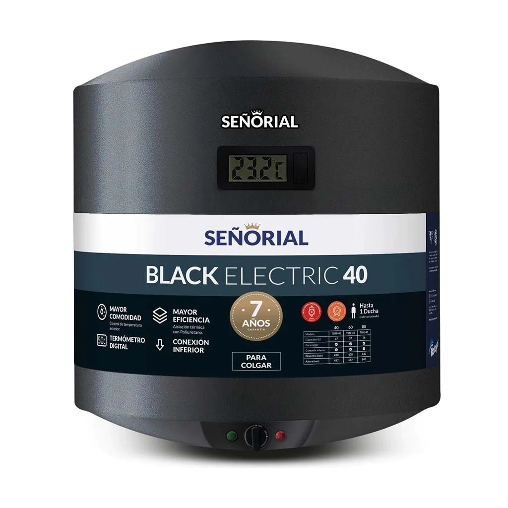 Termotanque Señorial Black Eléctrico 40 L Carga Inferior
