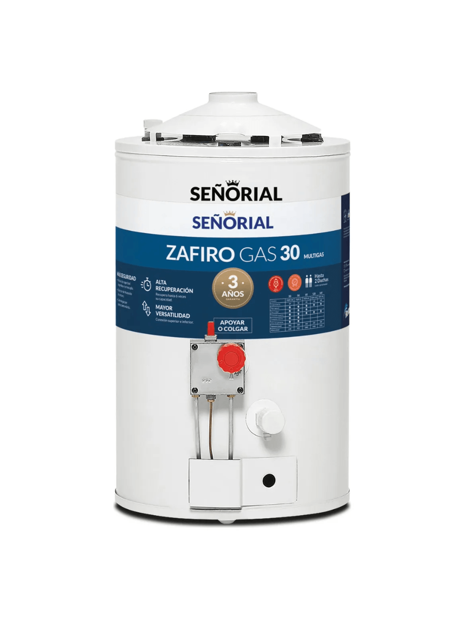 Termotanque Señorial Zafiro Gas 30 L Carga Dual Alta Recuperación